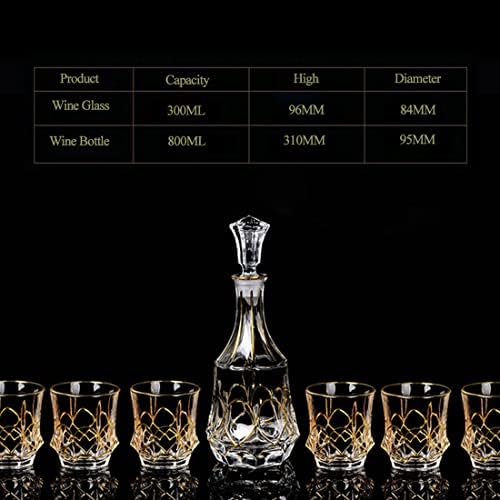 RIS LAN Viski Sürahisi 6 Bardaklı Set, 27,5 Oz Kristal Viski Sürahisi, 10 Oz Kurşunsuz Viski Bardağı, Yıldönümü Doğum