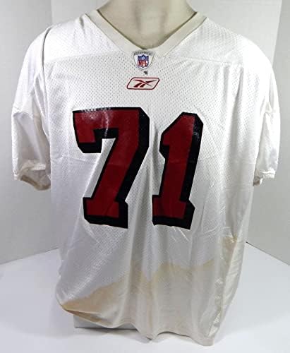2002 San Francisco 49ers 71 Oyun Kullanılmış Beyaz Antrenman Forması 3X DP35332-İmzasız NFL Oyun Kullanılmış Formalar