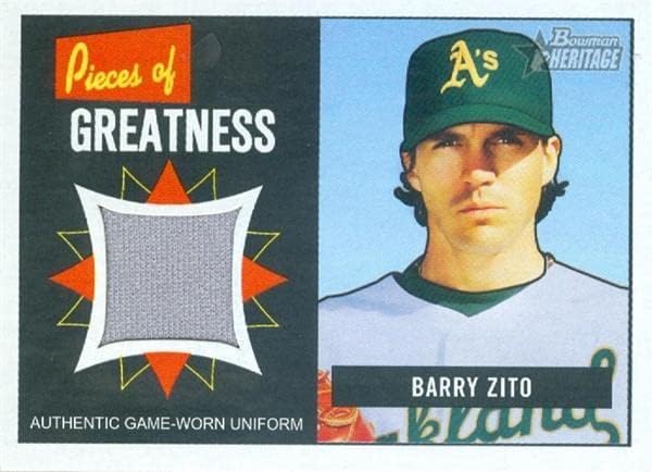 Barry Zito oyuncu yıpranmış jersey yama beyzbol kartı (Oakland Atletizm) 2005 Bowman Miras Parçaları Büyüklük PGBZ-MLB