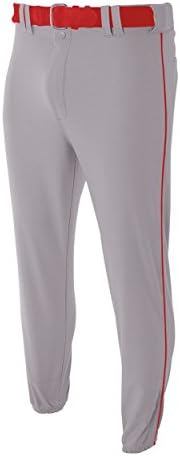 A4 Spor Gençlik ve Yetişkin Elastik Alt Pro Tarzı Beyzbol / Softbol Pantolon (Yan Borulu Gri ve Beyaz)
