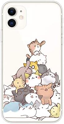 Blingy'nin iPhone 11 Kılıfı (6.1 inç), Kadın Kızlar Güzel Kedi Desen Sevimli Karikatür Hayvan Tarzı Şeffaf Yumuşak