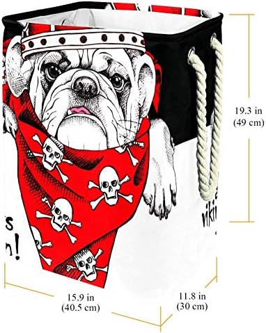 Shiiny Kırmızı Kafatası Eşarp Bulldog Büyük Çamaşır Sepeti, Katlanabilir Kumaş Çamaşır Sepeti, Banyo Yatak Odası Ev