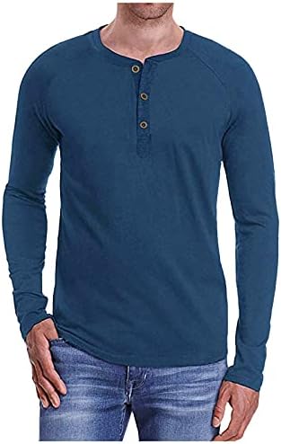 BEİBEİA Temel Henley T-Shirt Mens için, yaz erkek Düğme Uzun Kollu Ön Placket Güz Casual Slim Fit Gömlek Tops