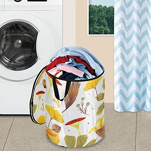 Suluboya Sonbahar Güz Pop Up çamaşır sepeti Fermuarlı Kapaklı katlanır çamaşır sepeti Kolları İle Katlanabilir Depolama