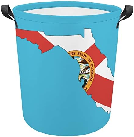Florida Bayrağı Harita çamaşır sepeti Katlanabilir Uzun Boylu Giysi Sepeti Kolları ile saklama çantası