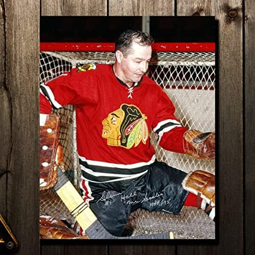Glenn Hall Chicago Blackhawks HOF Bay Kaleci İmzalı 11x14-İmzalı NHL Fotoğrafları