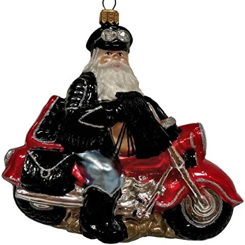 Motosiklet binici motorcu Santa püsküllü Lehçe cam Noel ağacı süsleme ile