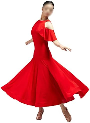 JKUYWX Yarım Kollu Balo Salonu Dans Elbise Uzun Waltz Tango Sahne Performans Eğitimi Giyim (Renk: D, boyut: M Kodu)