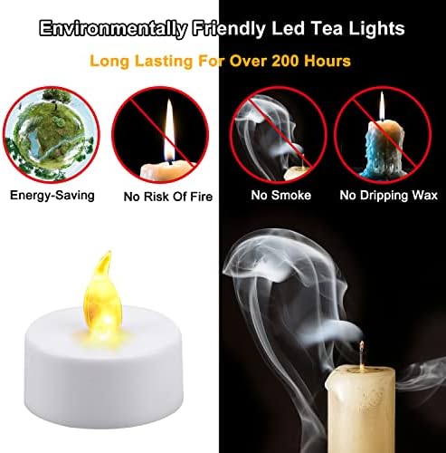 Brigle pil çay ışıkları, alevsiz LED çay ışıkları mumlar titrek sıcak sarı 200 saat pille çalışan çay ışık mum 100