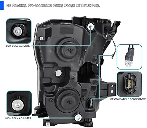 SPEC-D TUNİNG led ışık Çubuğu Siyah Konut Şeffaf Lens Projektör Farlar ile Uyumlu 2015-2017 Ford F150, sol + Sağ Çift
