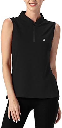 TBMPOY kadın UPF 50 + Golf polo gömlekler Kolsuz Zip Up Atletik Tankı Üstleri Hızlı Kuru