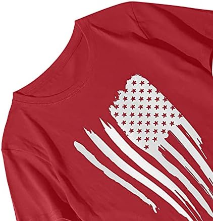 4th Temmuz Tişörtleri Gömlek Kadınlar için Kısa Kollu V Boyun Tee Gömlek Amerikan Bayrağı Yıldız Çizgili Kravat Boya