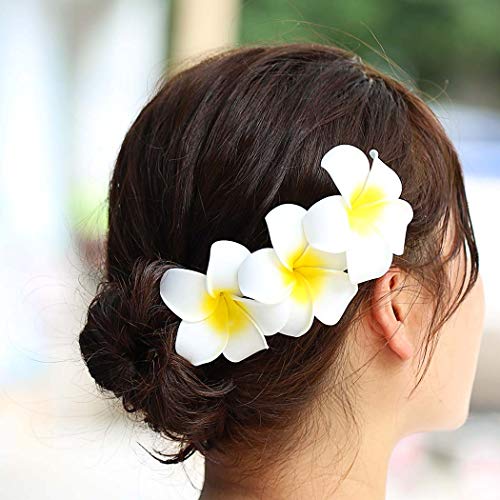 Zoestar Hawaii Plumeria Çiçek Saç Klipleri 3 adet Plaj Çiçek Köpük saç Aksesuarı Kadınlar için