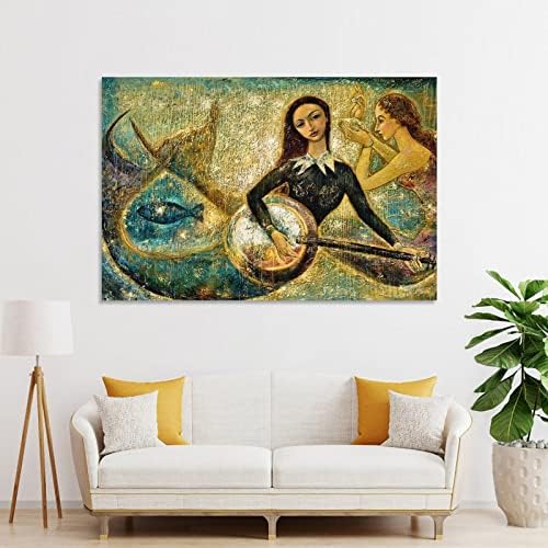 Sanat posterleri Mermaid Müzik Boyama Modern Soyut Yağlıboya Oturma Odası Yatak Odası Duvar Dekorasyonu P Tuval Boyama