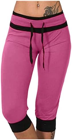 RbCulf Kadın Kapriler Kırpma Geniş Bacak Pantolon İpli Artı Boyutu Gevşek Rahat Cep Yüksek Bel Jogger Sweatpant Yoga