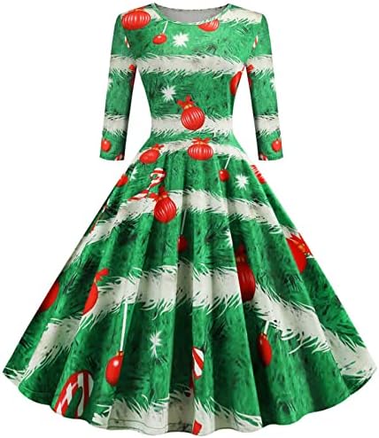 Salıncak Elbiseler kadınlar için 1950s Vintage Rockabilly Noel Balo Elbise uzun kollu parti Törenlerinde A-line Çay