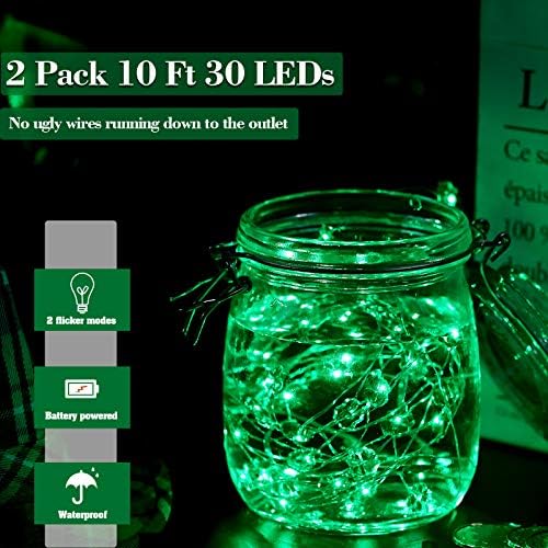 2 Adet 10 Feet 30 Led aziz patrick günü yeşil dize ışıkları akülü yonca ışık irlandalı ışık zinciri Şanslı yonca dize