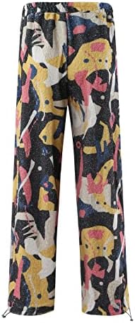 BEUU Lambswool Pantolon Mens için, Komik Grafik Baskılı Sıcak Pijama Pantolon Moda Elastik Bel Ayarlanabilir koşucu