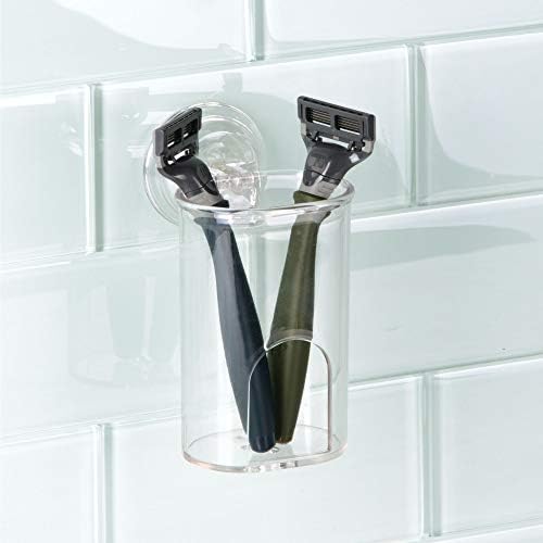 ıDesıgn Plastik Vantuz Bardak ve Banyo Organize Ayna veya Duş Depolama, 3 x 3.5 x 5.4, temizle