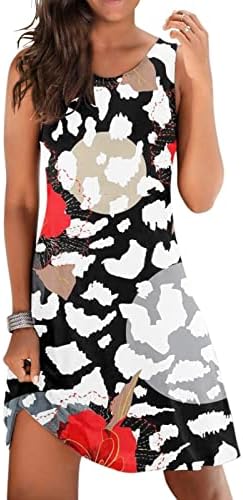 Bayanlar Çiçek Baskı Elbise 2023 3D Çiçek Grafik Kolsuz Midi Elbiseler Yaz İnce Yüksek Bel Bir Çizgi Sundress