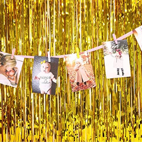 Folyo Saçak Perdeleri Metalik Tinsel Altın Saçak Perde fotoğraf kabini Zemin Perdeleri Dekorasyon için Noel Yeni Yıl