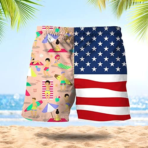 Rahat Kurulu Şort Erkekler için Amerikan Bayrağı Baskı Moda Yüzmek Sörf plaj şortu Hızlı Kuru 4th Temmuz Boxer Külot