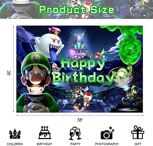 Luigi Konağı Doğum Günü Partisi Malzemeleri, Oyun Tema Partisi için Mutlu Yıllar zemin, 5x3 FT Luigi Konağı 3 Doğum