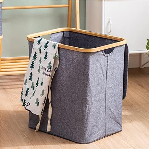 DXMRWJ Japon Tarzı Katlanır Kirli Giysiler Sepet Bambu Kumaş çamaşır sepeti taşınabilir giysi saklama Sepeti (Renk
