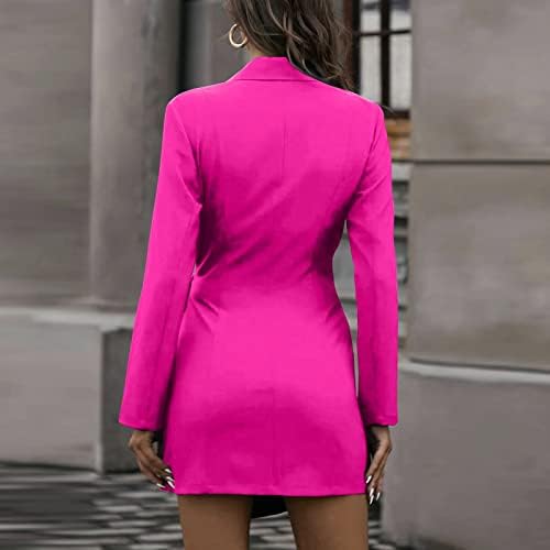 NOKMOPO Mini Elbiseler Kadınlar ıçin Moda Elbise Çalışma Ofisi Casual Açık Ön Hırka Katı Uzun Kollu Ceketler takım