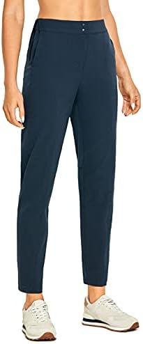 CRZ YOGA kadın Hafif Nefes egzersiz pantolonları Zip-Fly Elastik Yüksek Bel Seyahat Pantolon Düğme Kapatma ile