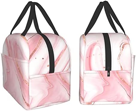 Senheol Pembe Mermer yemek kabı, Yalıtım Öğle Yemeği Çantası için Kadın Erkek, Kullanımlık yemek taşıma çantası Çanta