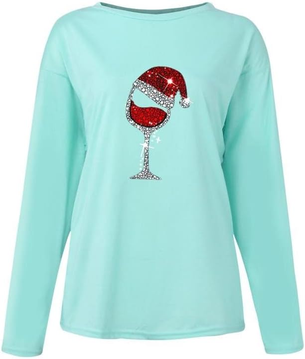Akollsppnsy Ekip Boyun Tişörtü Kadın Merry Christmas Tekne Boyun T Gömlek Kalınlaşma Artı Boyutu Womans Güz 22 için