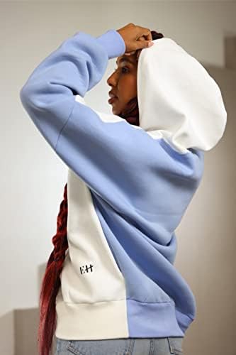 Büyük beden kapüşonlu sweatshirt Enerjini koru - Elen Hovhannisyan Beyaz / Bebek Mavisi
