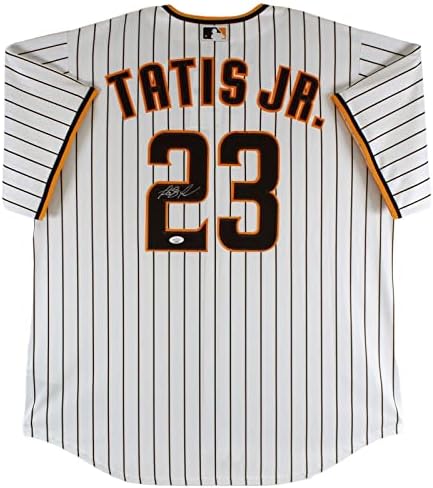 Padres Fernando Tatis Jr. İmzalı Beyaz İnce Çizgili Nike Forması JSA Zeka İmzalı MLB Formaları