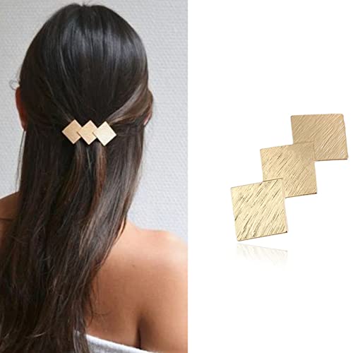 Yaratıcı kadın saç Saç Klipleri Örtüşen elmas şeklindeki saç klipleri Metal geometrik saç klipleri (altın)1 adet
