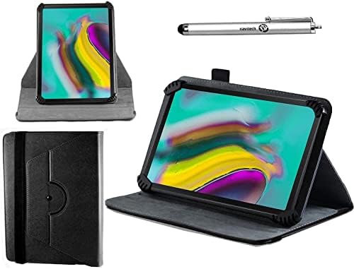 Navitech Siyah Kılıf ile 360 Dönme Standı ve Stylus ile Uyumlu TCL Tab 8 LE 8 Tablet