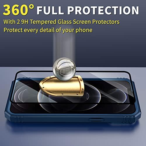 pompvla iPhone 12 Pro Max için Kılıf [2 Temperli Cam Ekran Koruyuculu] [Askeri Sınıf Düşme Koruması] Kamera Kılıfı