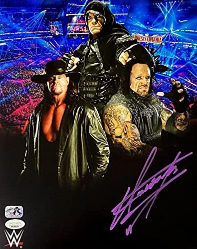 WWE Özel Undertaker İmzalı İmzalı 11x14 Fotoğraf JSA Otantik 10 Mor İmzalı Güreş Fotoğrafları