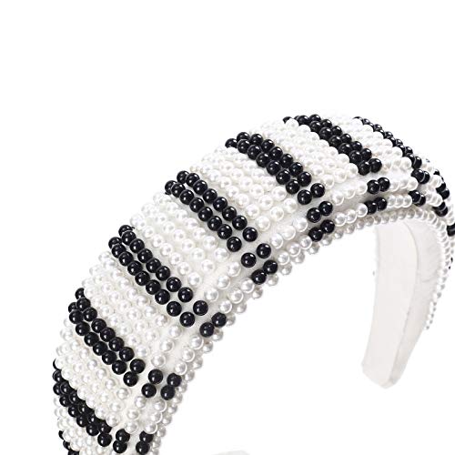 Inci Hairband Kadife Yastıklı bantlar - Elastik saç bandı Süslenmiş İnci Kadın Düğün ve Parti Headdress(İnci-Beyaz)