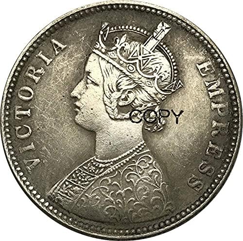 Ingiliz Hindistan 1893 İmparatoriçe Victoria Bir Rupi Pirinç Kaplama Gümüş Kopya Paraları Kopya Süsler Koleksiyonu