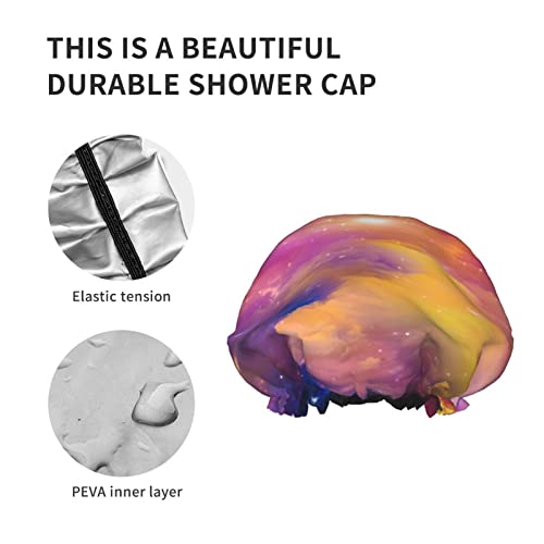 Kadınlar Kullanımlık Streç Hem Saç Şapka Pembe Yıldızlı Gökyüzü Çift Katmanlar Su Geçirmez Duş Başlığı banyo bonesi