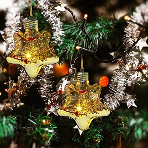 ABOOFAN LED Noel temizle Top seti Light up Yıldız Noel Ağacı Süsleme Noel doldurulabilir ampul ışık ışıklı asılı plastik