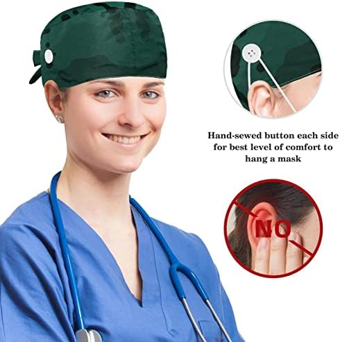 Ahtapot Canavar Çalışma Şapka Ayarlanabilir Fırçalama Kap Düğmeleri ve Yay ile Saç Toka Hemşire ve Doktor için