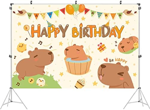 Kapibara Mutlu Yıllar Zemin, Kapibara Doğum Günü Süslemeleri Kızlar ve Erkekler için, Mutlu Yıllar Afiş Kapibara Tema