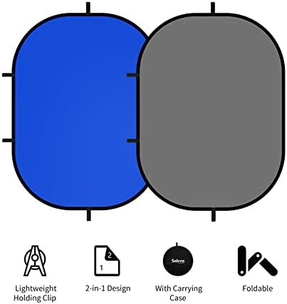 Selens 3x5ft Mavi Gri Zemin, Muslin Pop-Up Katlanabilir Zemin 2-in-1 Fotoğraf Arka Plan Paneli ile Klip ve Taşıma