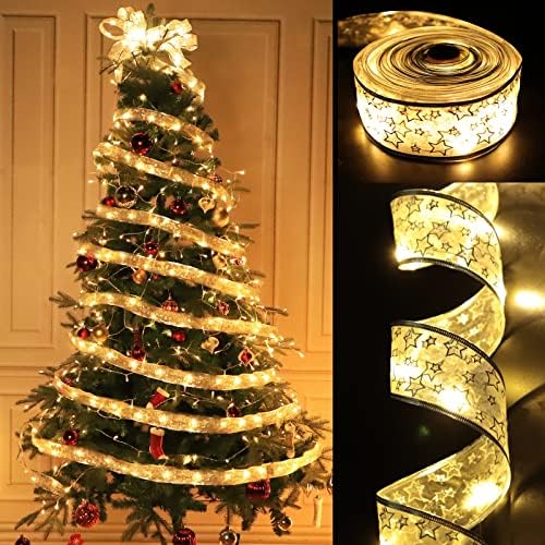 TURNMEON [ekstra uzun] 50 Ft 150 LED şerit Noel ağacı ışıkları dekorasyon, Adaptörle Çalışan çift katmanlı bakır tel