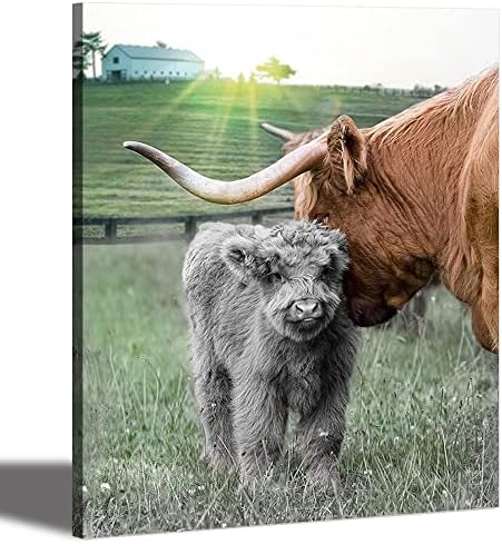 Rinsiken Yayla Inek Tuval Duvar Sanatı-Siyah ve Beyaz Hayvan Baskı Resimleri Yayla Sığır Fotoğraf Yapıt Boyama Ev