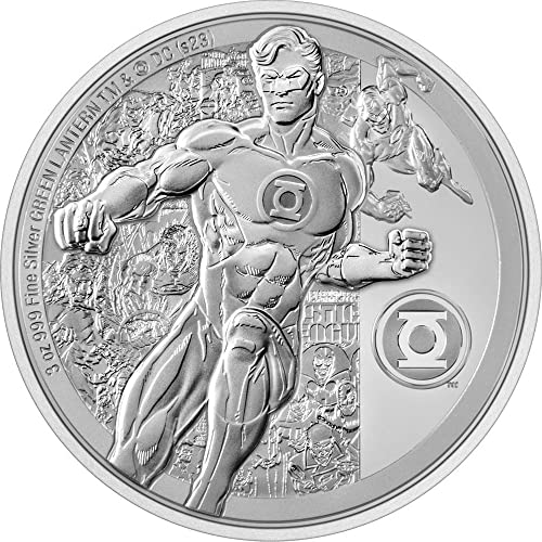 2023 DE Klasik DC Çizgi Romanları PowerCoin Yeşil Fener Dc Çizgi Romanları 3 Oz Gümüş Sikke 10 $ Niue 2023 Kanıtı