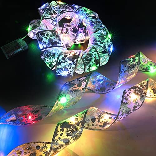 Noel şerit ışıkları 13ft bakır kablolu şeffaf Glitter şerit LED ışıkları Bakır tel şerit yaylar dize ışıkları yeni