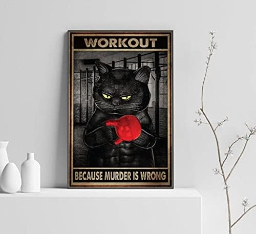 Egzersiz Çünkü Cinayet Yanlış Poster Siyah Kedi Egzersiz Posteri Kedi Sevgilisi Hediye Spor Salonu Dekor İlham Metal